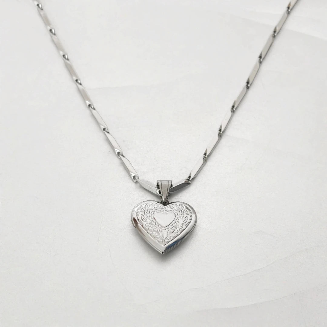 Heart Locket Pendant Necklace — Gold & Silver