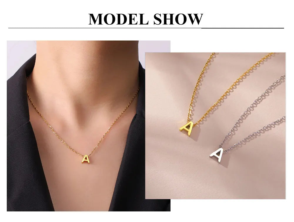 Initial Letter Pendant Necklace A-Z — Gold & Silver