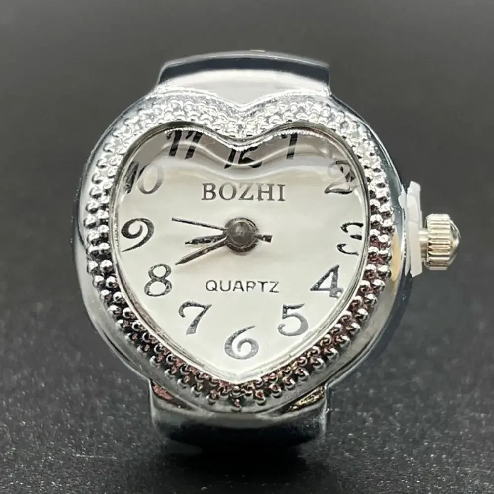 Vintage Finger Watch Ring — Heart Clock Punk Couple Ring