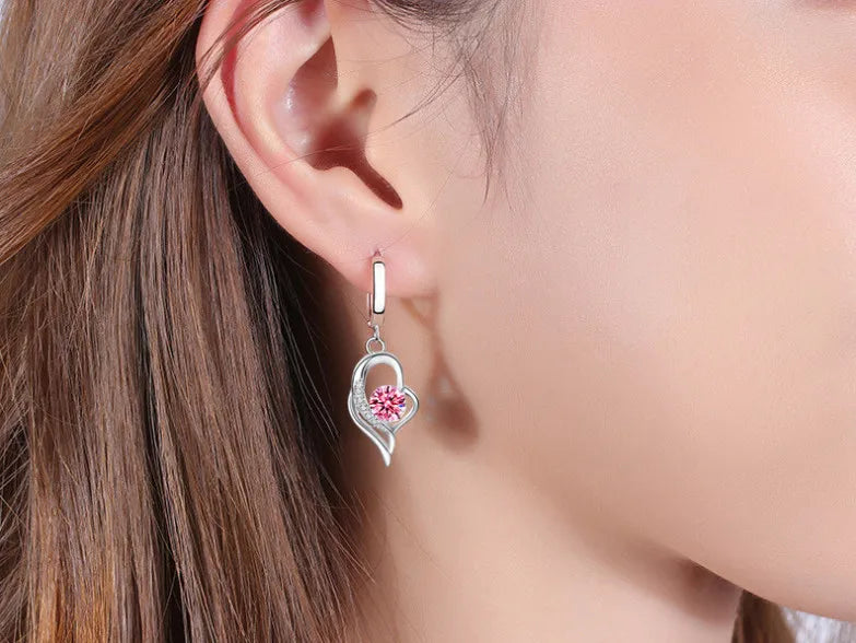 925 Sterling Silver Crystal Zircon Stud Earrings — Multi-Colour