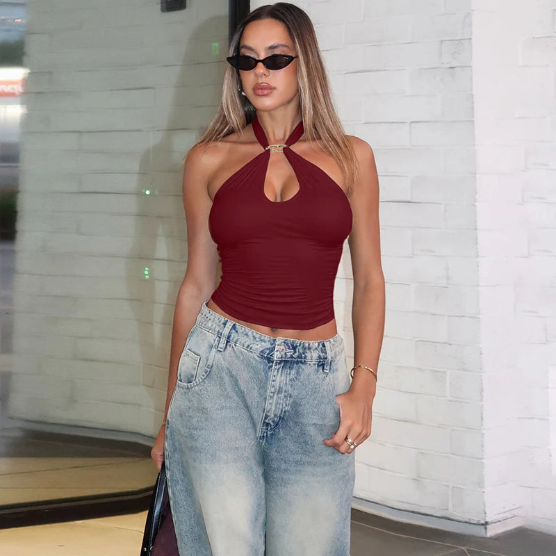 Women's Halter Backless Crop Top – Sexy Summer Tank Top