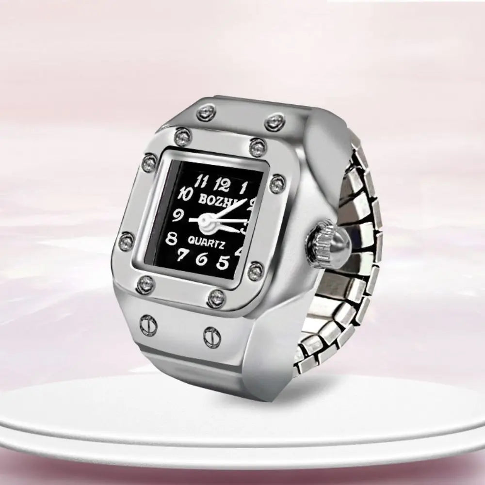 Vintage Finger Watch Ring — Heart Clock Punk Couple Ring
