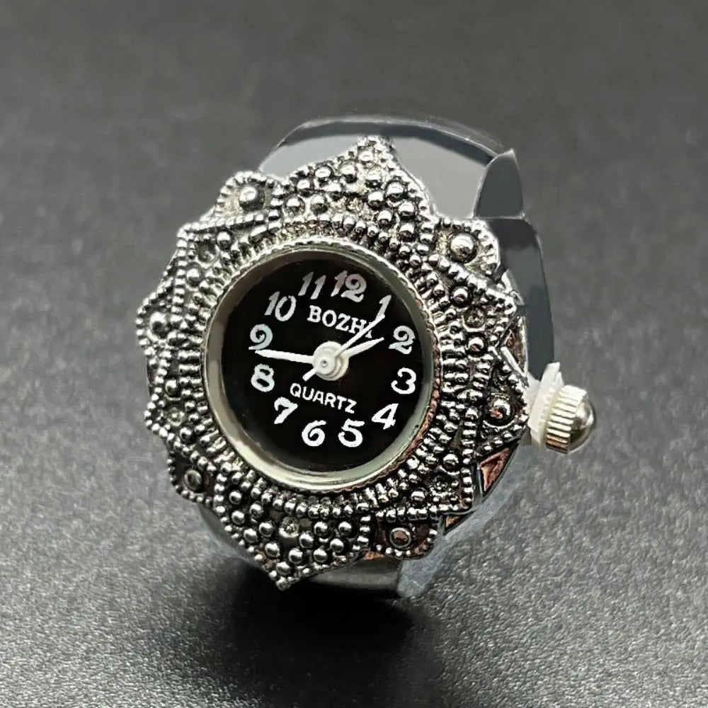 Vintage Finger Watch Ring — Heart Clock Punk Couple Ring