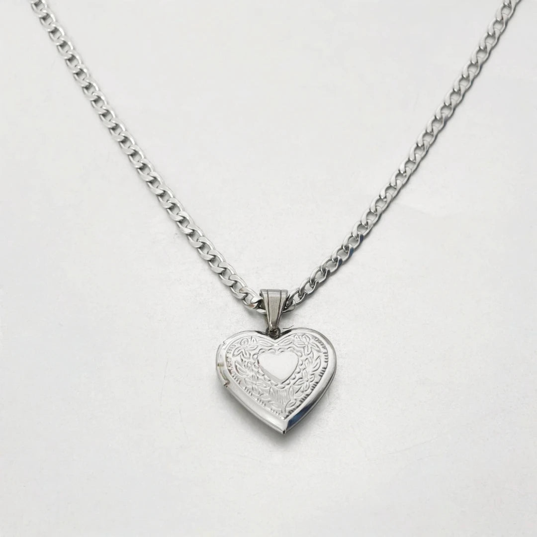 Heart Locket Pendant Necklace — Gold & Silver