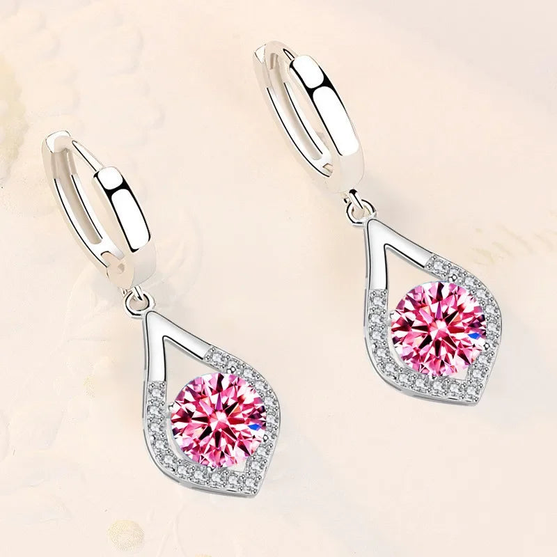 925 Sterling Silver Crystal Zircon Stud Earrings — Multi-Colour