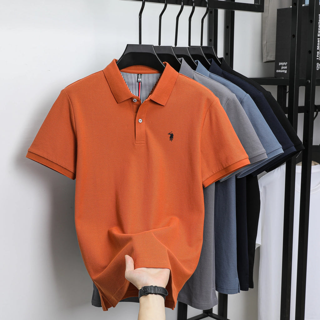100% pure cotton fashionable men's shortsleeved polo shirt summer new business casual top exquisite brand pony embroidery Tshirt