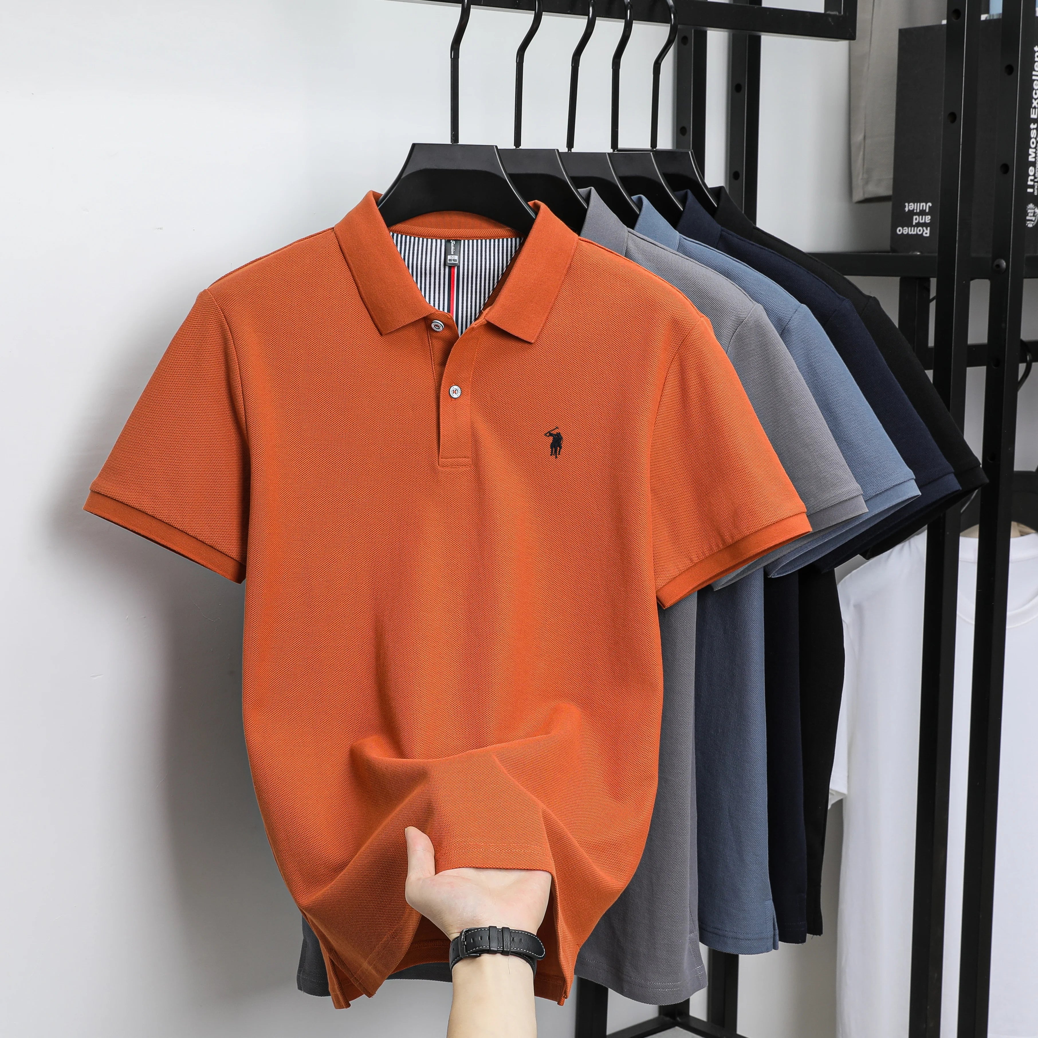 100% pure cotton fashionable men's shortsleeved polo shirt summer new business casual top exquisite brand pony embroidery Tshirt