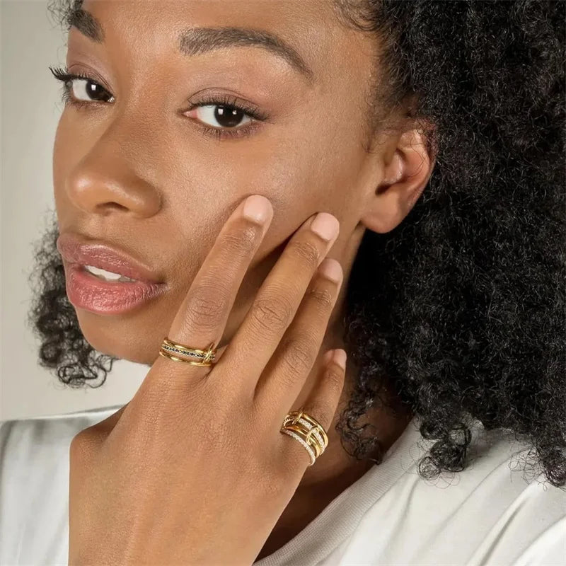 Two-Tone Stacking Ring Set — Four Rings, One Look