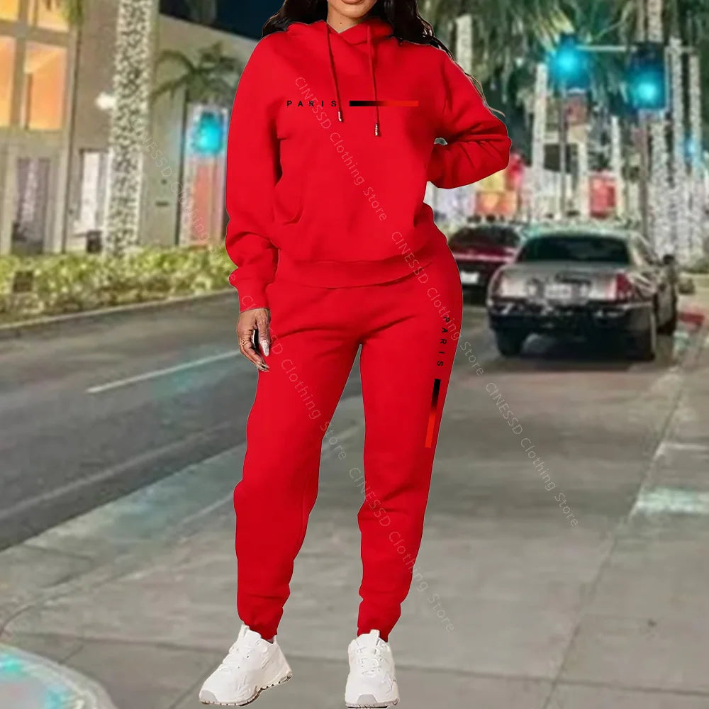 Women's Paris Print Hoodie & Jogger Set