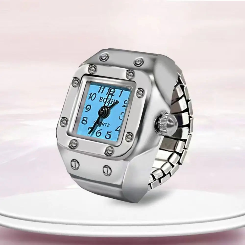 Vintage Finger Watch Ring — Heart Clock Punk Couple Ring
