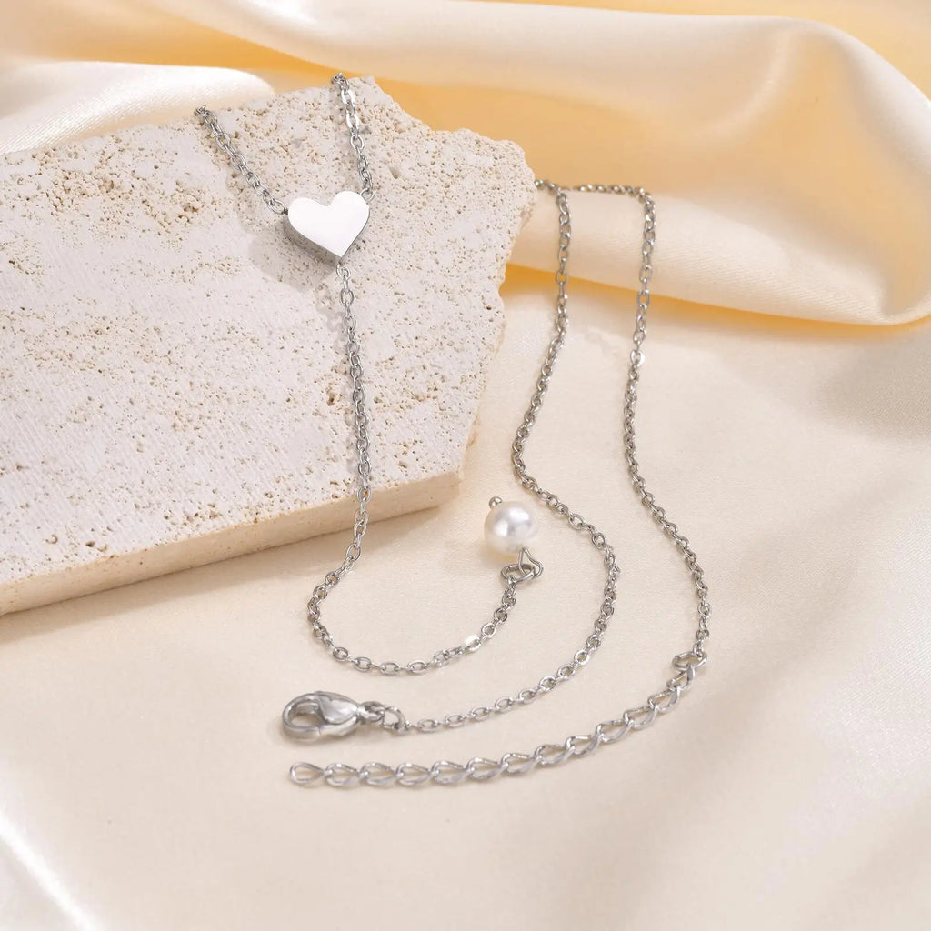 Heart & Butterfly Y-Necklace — Simple Sweater Chain