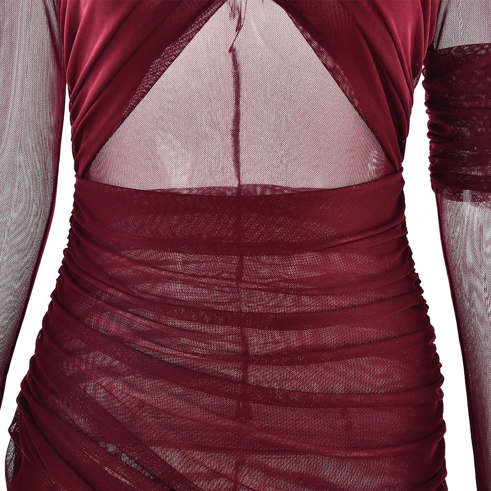 Women's Mesh Patchwork Bodycon Evening Dress